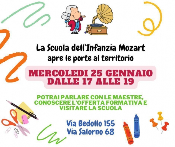 LA SCUOLA DELL&#039;INFANZIA MOZART APRE LE PORTE AL TERRITORIO